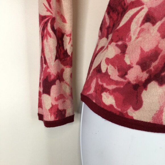 MaxMara Floral Silk/Cashmere V Neck Sweater Top Size S - Picture 4 of 11